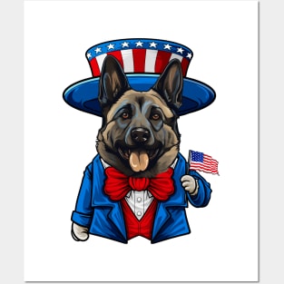 Funny 4th of July Norwegian Elkhound Dog Posters and Art